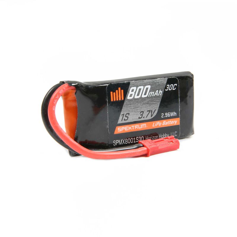 Spectrum 3.7V 800mAh 1S 30C LiPo Battery: JST