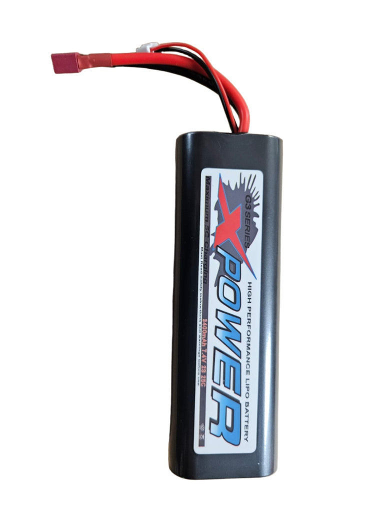 2 Cell 7.4V X Power3400mah 25C Hard Case Lipo Battery