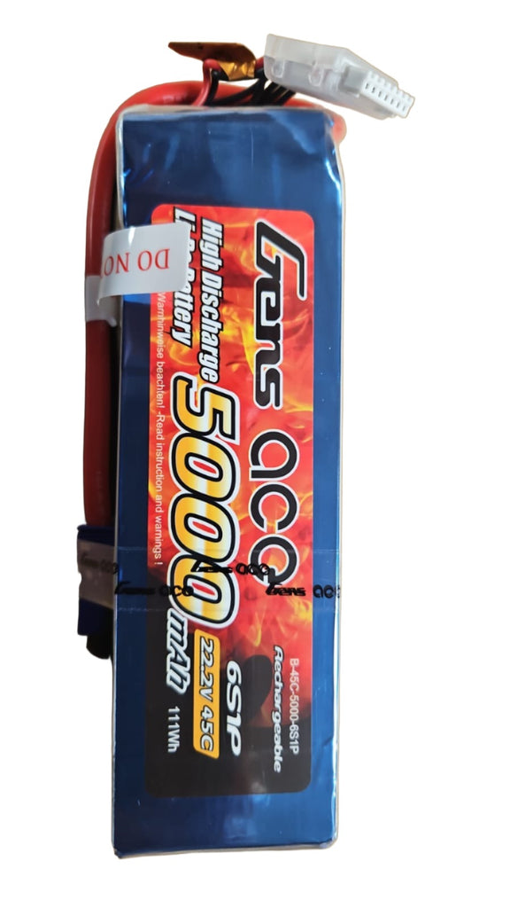 6 Cell Gens Ace 5000mah 22.2V 45C Lipo Battery