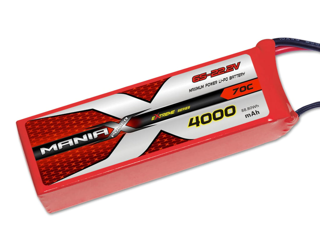 6 Cell 22.2V 4000 mah 70C Lipo - ManiaX